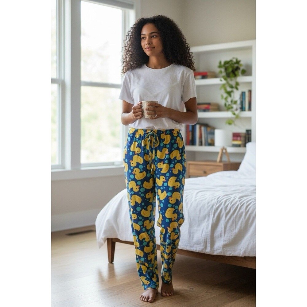 Just Love Women’s Pajama Pants Rubber Ducky Print Size S 100% Cotton